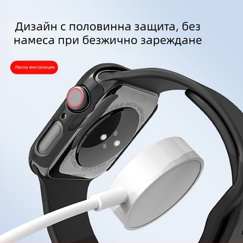 Калъф за смарт часовник iWatch S10 със закалено защитно стъкло — PC материал, 2-in-1 дизайн, 360° защита