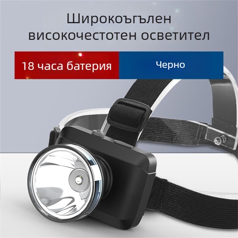 LED налобна лампа за къмпинг и открито, презареждаща се (обхват 100–200 м, време на светене 5–9 ч)