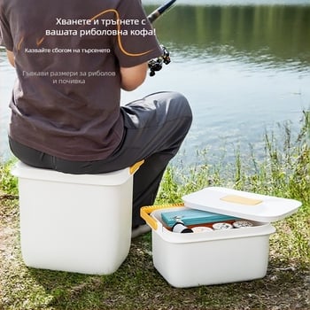 Квадратна външна кофа за риболов с дръжка, пластмасова кофа за съхранение на вода за пътуване и домашни риболовни принадлежности