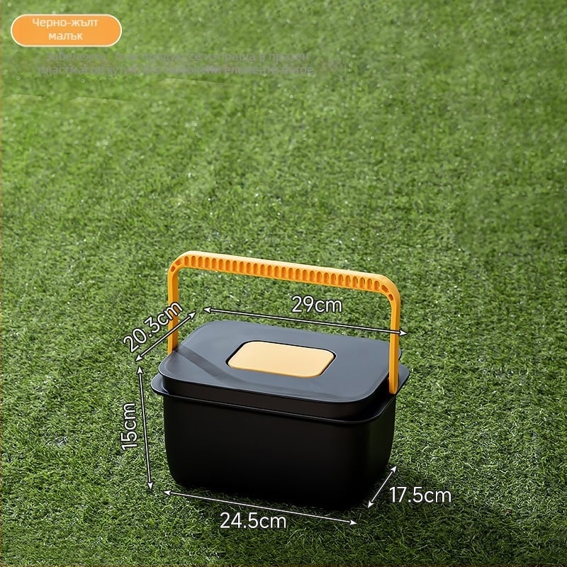 Квадратна външна кофа за риболов с дръжка, пластмасова кофа за съхранение на вода за пътуване и домашни риболовни принадлежности