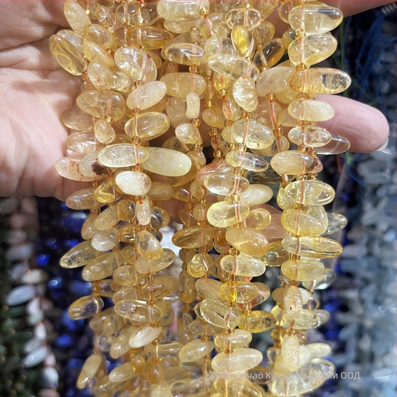 Свободни мъниста от естествен камък — водна капка, зъб на вълк, странично пробити, с закопчалка