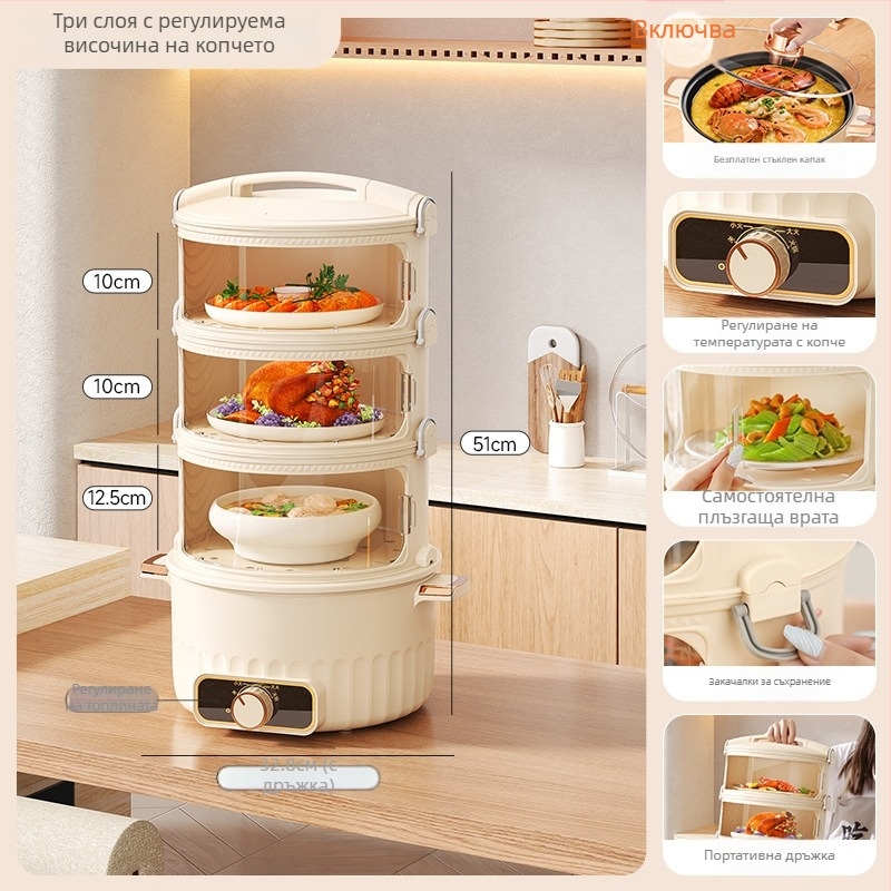 Многослоен капак за чинии за домакинство, PET материал, поддържа топлината, интелигентен, прахозащитен