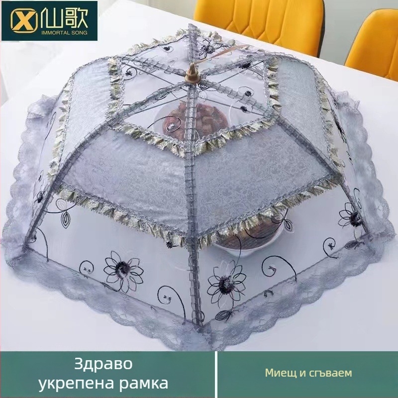 Капак за чиния с дантелен дизайн, сгъваем мрежест капак против мушки и комари, корейски стил, пуснат през 2023 г.