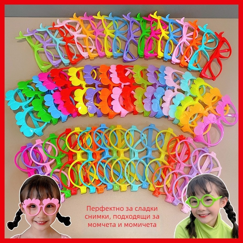 10-частен комплект детски рамки за очила без лещи, пълна рамка от смола, UV380 защита.