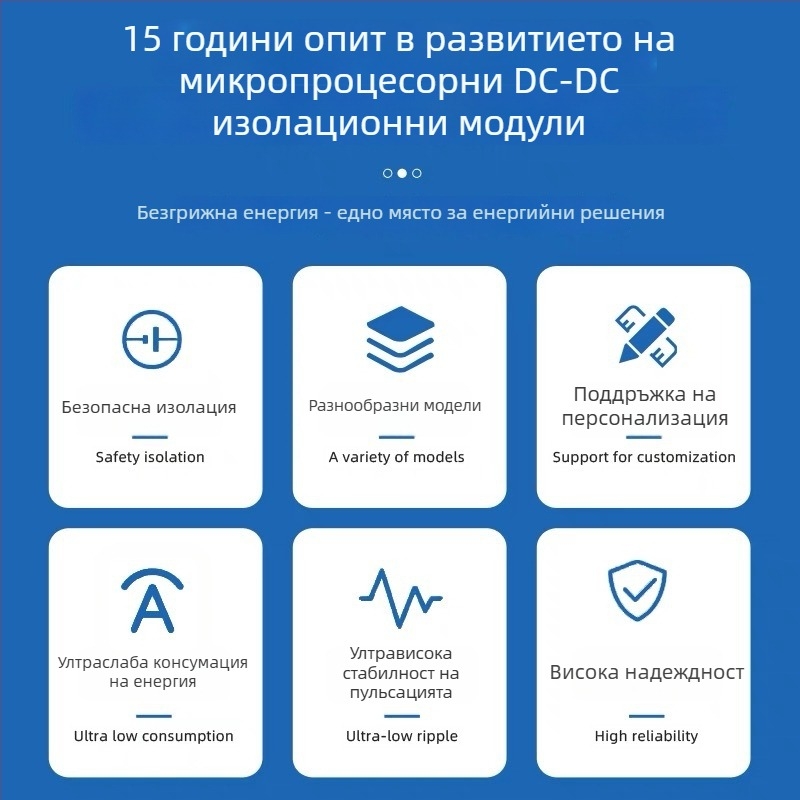 Изолиран захранващ модул A0505S/0512S/0524S-1WR2/1WR3/2WR3, 5V към 5V, за 3C дигитални приложения