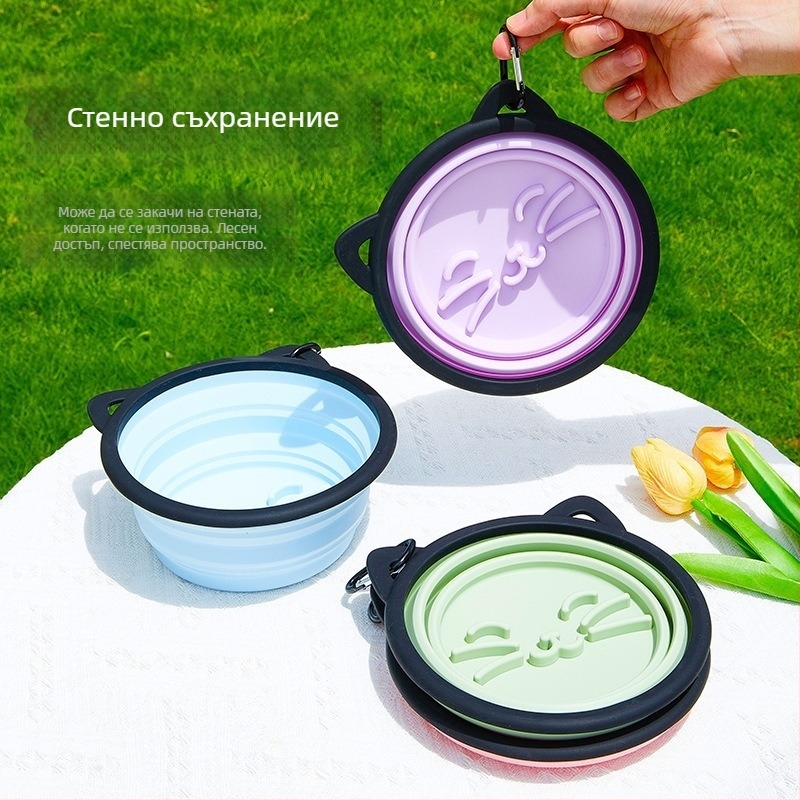 Силиконова интегрирана двойна купа за домашни любимци – екологичен силикон, две купи по 350 ml, налична частна марка