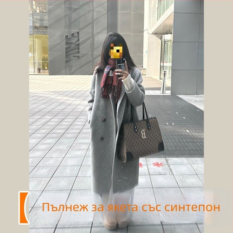 Вълнено палто с средна дължина, двуредово закопчаване, дебело, стил японски и корейски неформален