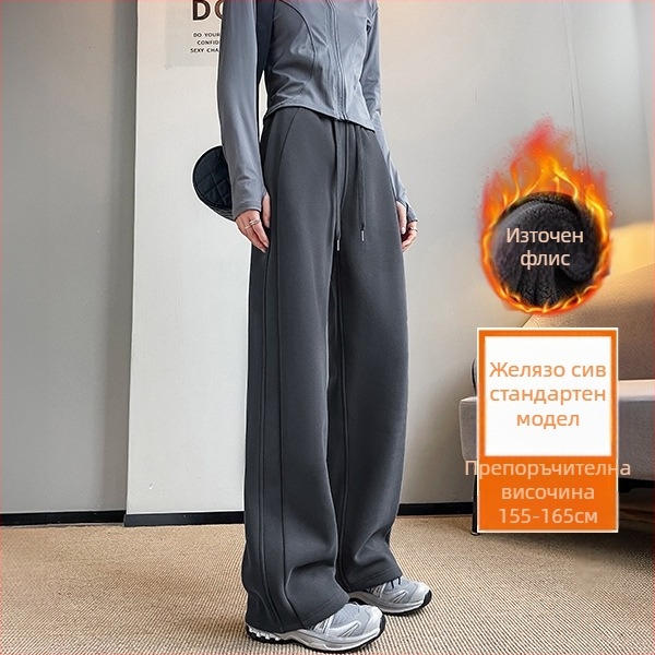 Дамски памучни широки панталони, японско-корейски ежедневен стил, съдържание памук 50–70%, плътна материя