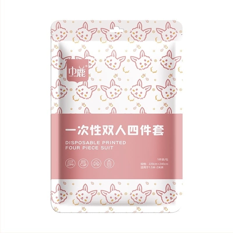 Пътуващ еднократен комплект спално бельо – четиричленен комплект, SMS материал, покривка за завивка и калъф за възглавница