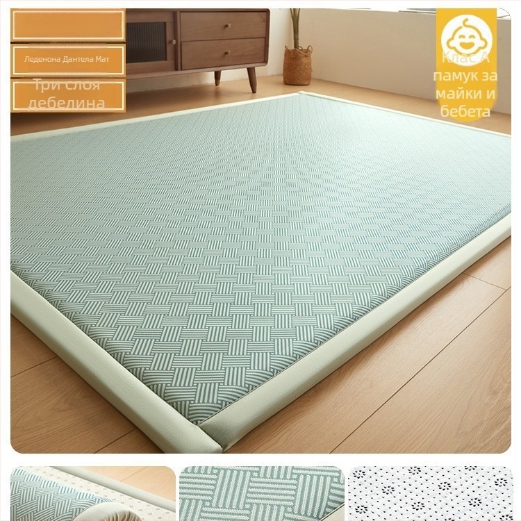 Татами мат за легло със ледена коприна и ратан, жакардово тъкане, модерен минимализъм