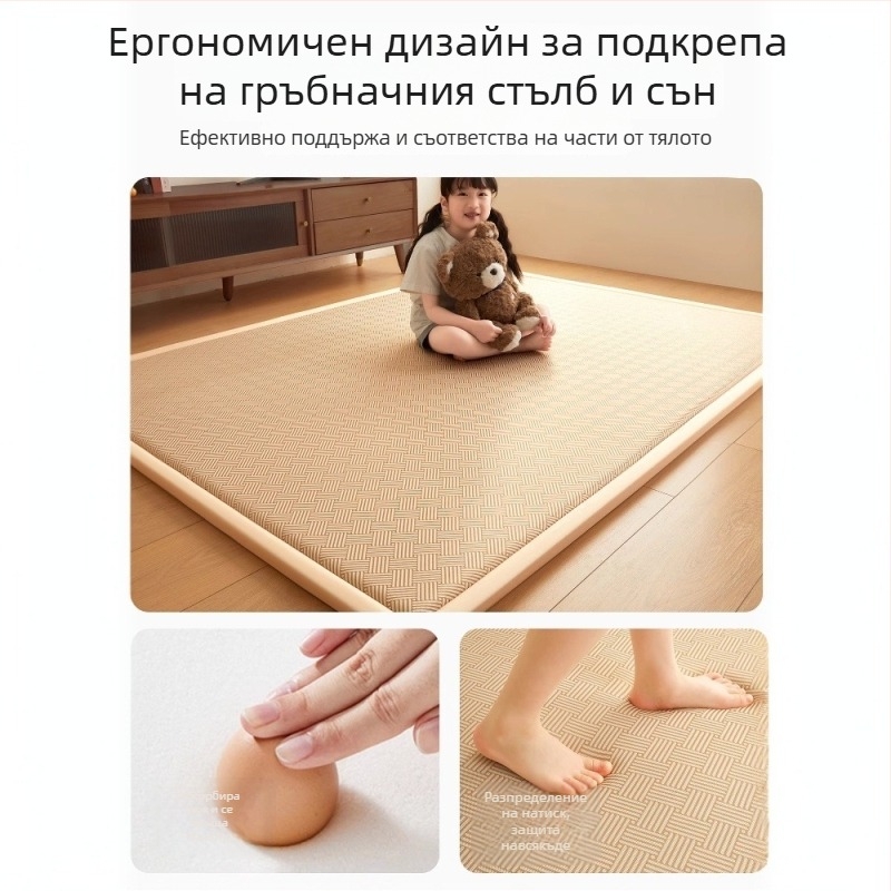 Татами мат за легло със ледена коприна и ратан, жакардово тъкане, модерен минимализъм