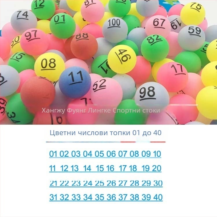 Числова безшевна топка 01-100 за лотария и тенис на маса — PP материал, марка Wheat tip, печат на лого, персонализирана обработка