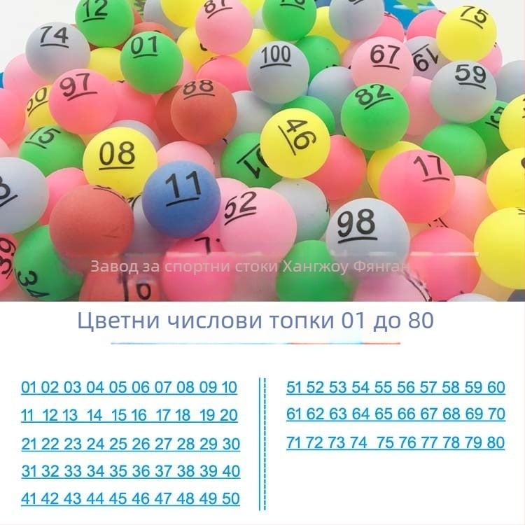 Числова безшевна топка 01-100 за лотария и тенис на маса — PP материал, марка Wheat tip, печат на лого, персонализирана обработка