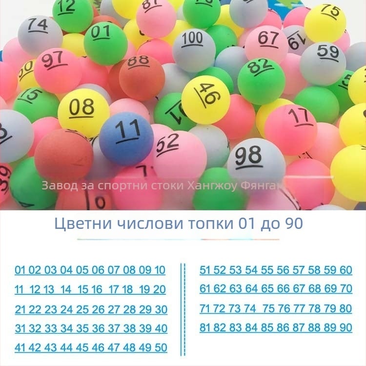 Числова безшевна топка 01-100 за лотария и тенис на маса — PP материал, марка Wheat tip, печат на лого, персонализирана обработка