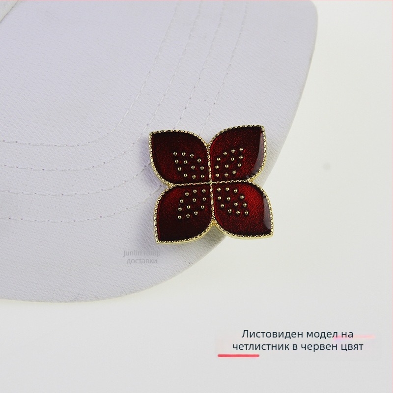 Голф клип за шапка със магнитен маркер за топки, цинкова сплав магнит, подвижен дизайн с четирилистна детелина, възможност за частна марка