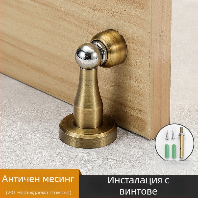 Yi Jia MX-109 Дверен стопер, цинкова сплав, електроплатирана повърхност, стенен монтаж, ръчно управление, модерен минималистичен стил