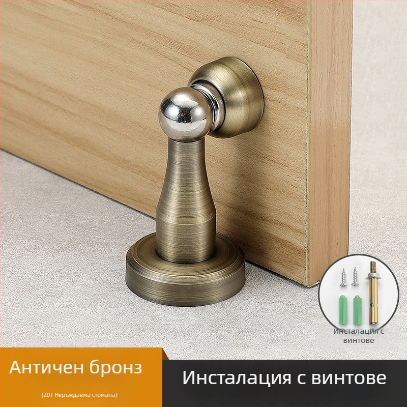 Yi Jia MX-109 Дверен стопер, цинкова сплав, електроплатирана повърхност, стенен монтаж, ръчно управление, модерен минималистичен стил