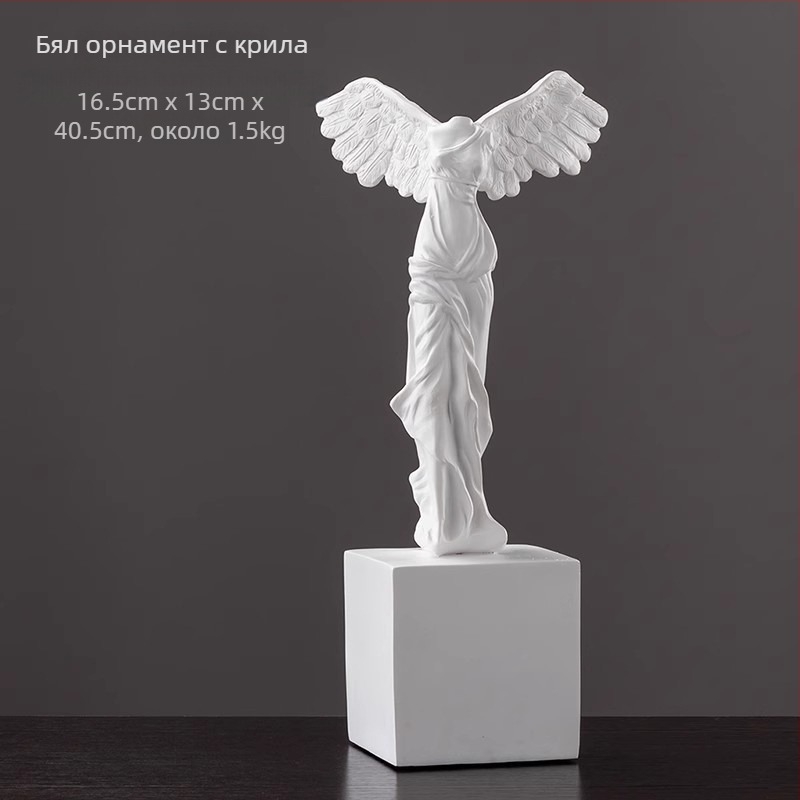 Ангелска скулптура от смола, ръчно боядисана, домашна декорация за дневна стая и полица за книги, подходяща за подарък