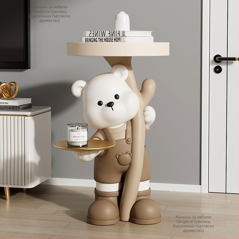 Фигура на мечка от смола - стояща на пода, модерна домашна декорация, Yongbo, полу ръчна изработка, бизнес подарък