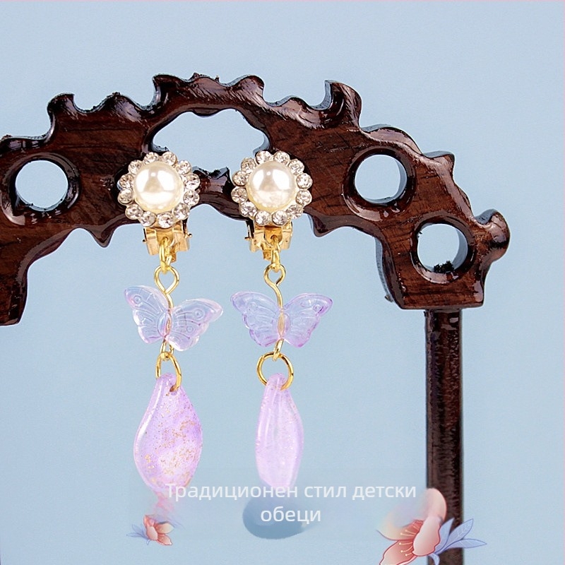 Ушни клипси — античен стил, детски дизайн, сплав, ръчна изработка, мотив Принцеса Анна