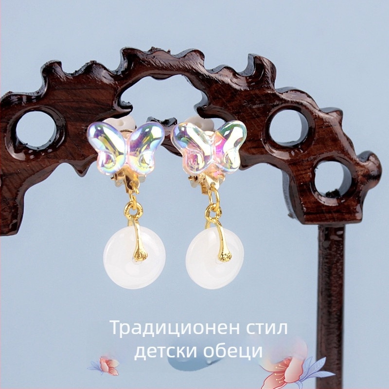 Ушни клипси — античен стил, детски дизайн, сплав, ръчна изработка, мотив Принцеса Анна