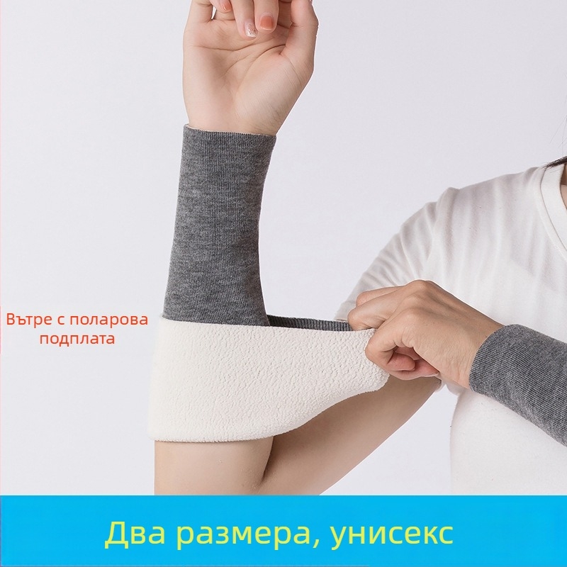 Мъжки поларено подплатени ръкавици за предмишница с половин пръсти, топли за зима–пролет–есен