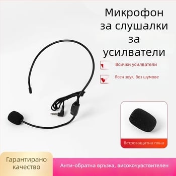 Жичен микрофон за учители, носим на глава, за лекции и лайв излъчване — конферентен микрофон, без батерия, с подвижна намотка