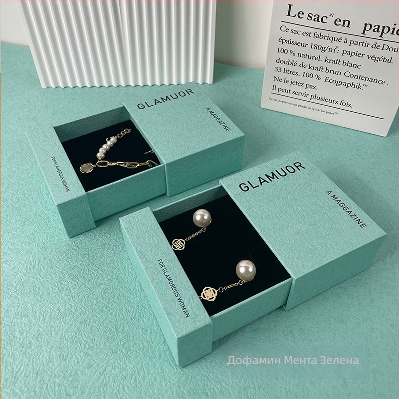 Кутия за бижута за показване с издърпващ се отдел - кожа, горещо щамповане, модерен стил