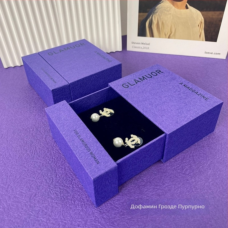 Кутия за бижута за показване с издърпващ се отдел - кожа, горещо щамповане, модерен стил