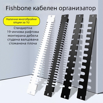 Шкаф за управление на кабели: панел с 28 слота и 56 порта, дизайн на рибена кост за подреждане на кабели