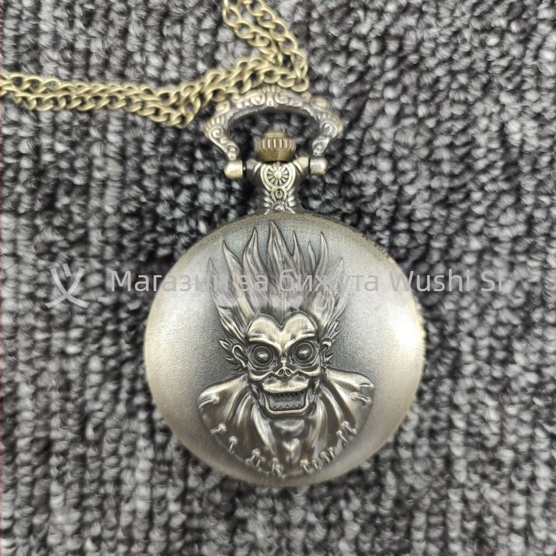 Кварцов джобен часовник с метална кутия, кръгъл циферблат, мотив с изрязана фигура локомотив, движение 68