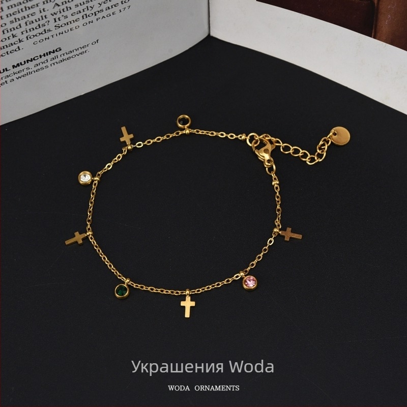 Глезенна гривна със звезди, луна и длан – титаниова стомана, неръждаема и не избледняваща повърхност, дамски аксесоар за крак с диамантени акценти, възможна персонализация