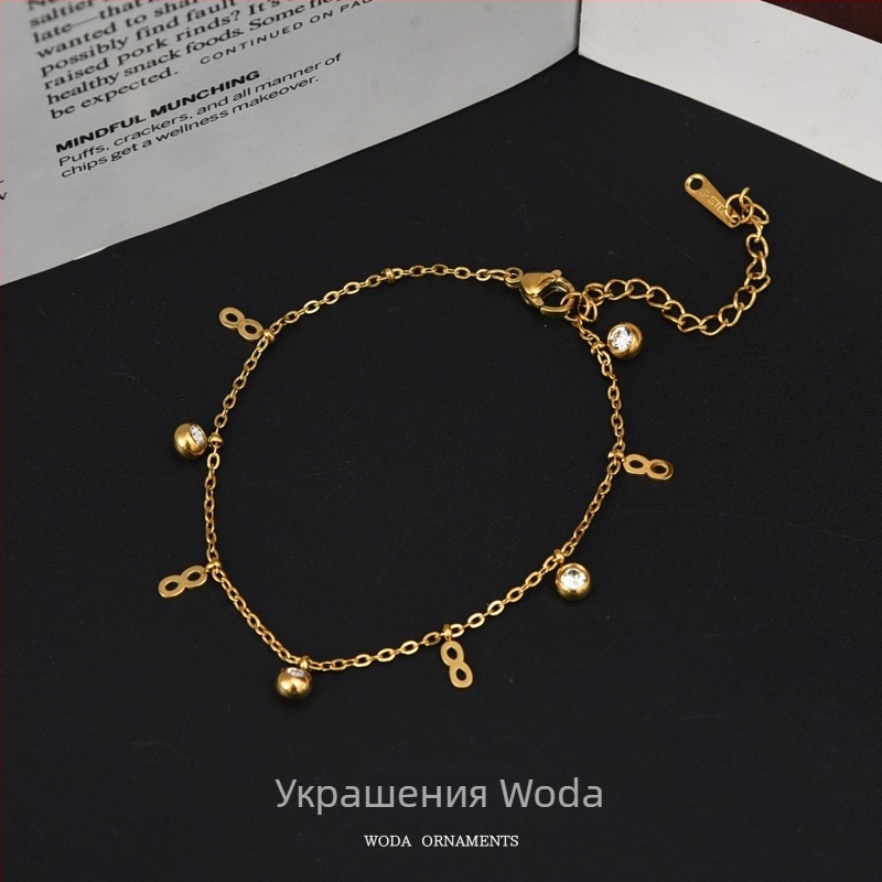 Глезенна гривна със звезди, луна и длан – титаниова стомана, неръждаема и не избледняваща повърхност, дамски аксесоар за крак с диамантени акценти, възможна персонализация