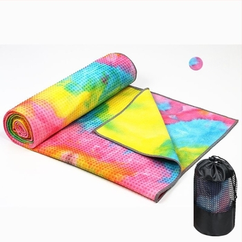 Йога кърпа-мат със удебелен противохлъзващ слой, удължена повърхност за попиване на пот и включено одеяло