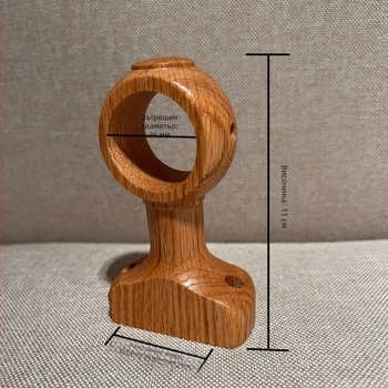 Скоба за завесен прът, стенен монтаж, единична скоба — Марка Unique; Материал: твърдо дърво; Стил: Друг