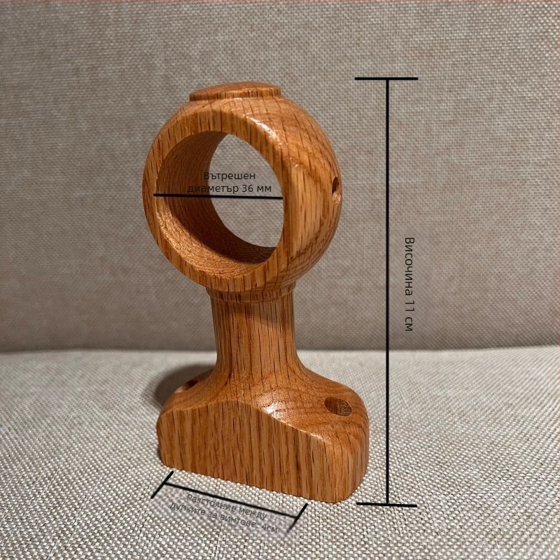 Скоба за завесен прът, стенен монтаж, единична скоба — Марка Unique; Материал: твърдо дърво; Стил: Друг