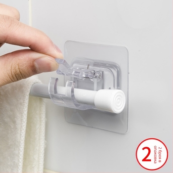 Безинструментален държач за завеси с телескопична пръчка, пластмасов, макс. 5 кг, японски стил, 2 бр