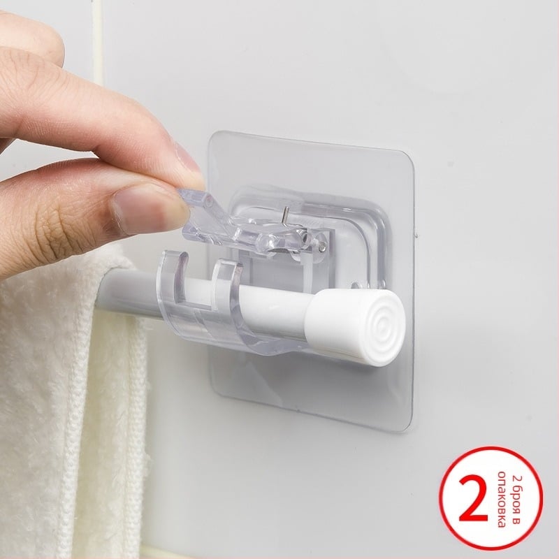 Безинструментален държач за завеси с телескопична пръчка, пластмасов, макс. 5 кг, японски стил, 2 бр