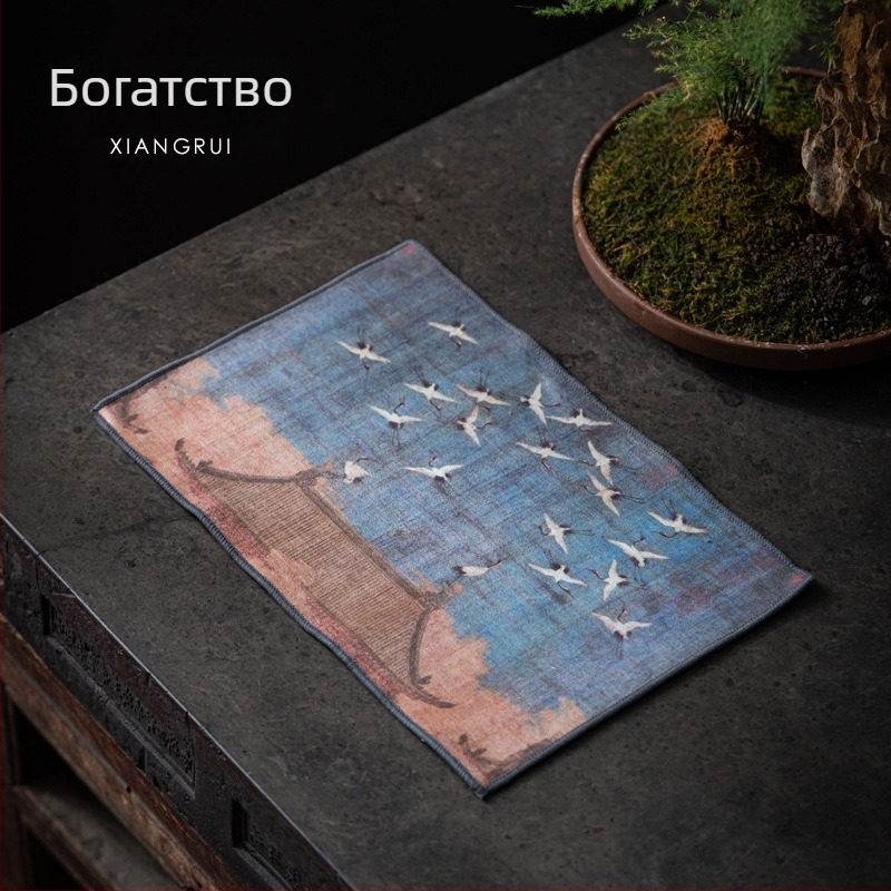 Чайна кърпа на Yuzheng Ceramics, 80% полиестер + 20% полиамид, с печатано лого, стил Нов китайски стил