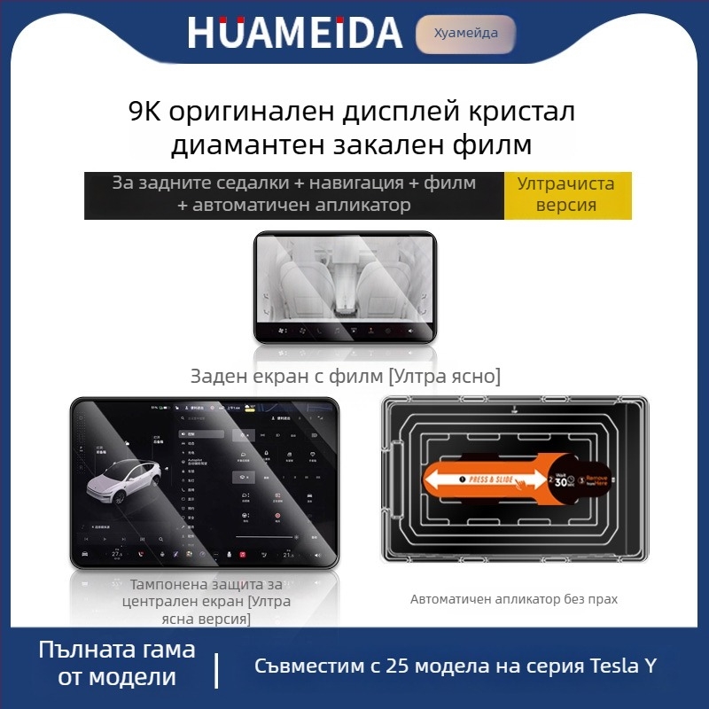 Tesla Model 3/Model Y централния дисплей — защитно покритие от закалено стъкло, бързо приложение, анти надраскване, анти отпечатъци, устойчиво на високи и ниски температури
