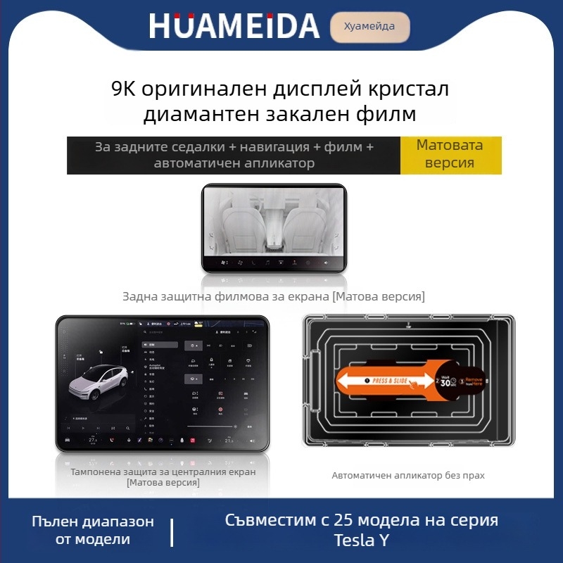 Tesla Model 3/Model Y централния дисплей — защитно покритие от закалено стъкло, бързо приложение, анти надраскване, анти отпечатъци, устойчиво на високи и ниски температури