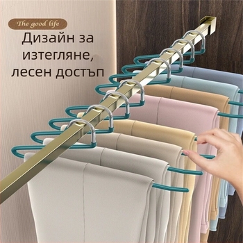 Закачалка за панталони с гъскаобразен дизайн, nano PVC покритие, неслизаща, еднослойна безшевна конструкция, дип-молдинг, 2 опаковки, подходяща за панталони, шалове и вратовръзки