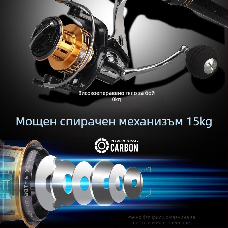 Hasda риболовна макара, изцяло метална конструкция, устойчива на солена вода, дълъг обхват, модел 10000