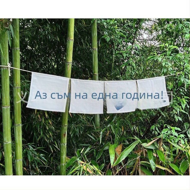 Детски фотопроп банер за първата годинка, ръчно държан флаг за снимане, квадратен полиестер, стил: детски анимационен, дигитален термопренасяне