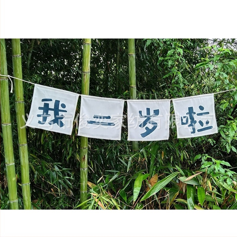 Детски фотопроп банер за първата годинка, ръчно държан флаг за снимане, квадратен полиестер, стил: детски анимационен, дигитален термопренасяне