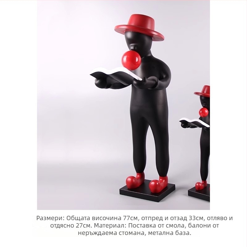 Седяща скулптура от смола и неръждаема стомана: момче с балони и мехурчета, прост и модерен стил; Материал: Смола + неръждаема стомана; Занаят: Друг; Подходяща за подарък: Личен подарък