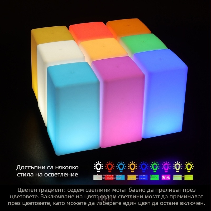 LED презареждаща нощна лампа за маса, квадратен модел HT-TD1W020, пластмасов държач, модерен минималистичен стил, OEM лого