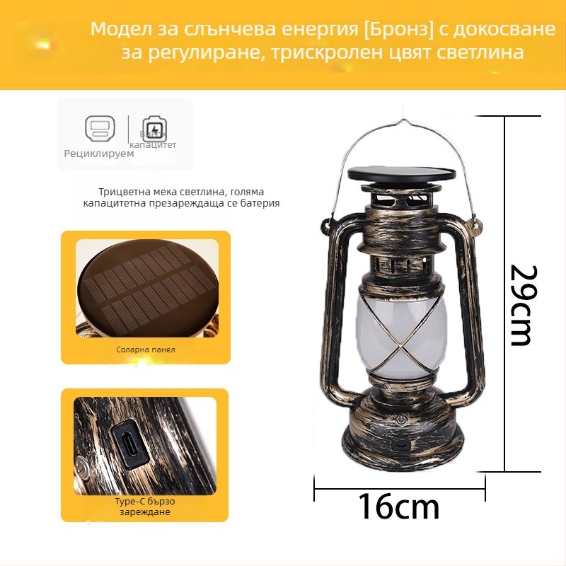 Барова настолна лампа с ретро фенер дизайн, пластмасов корпус, модел HT-TD1W291, ≤36V, нощна светлина, атмосферно осветление, DIY украса