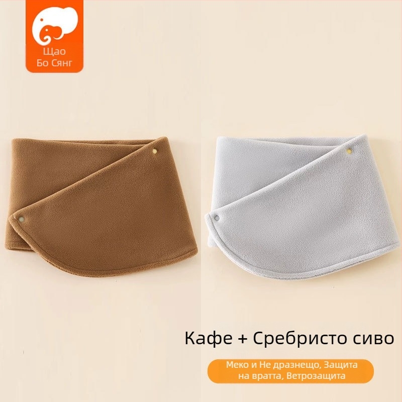 Детски шал от поларен флийс, стил японско и корейско сладко, едноцветен, топъл за есен и зима