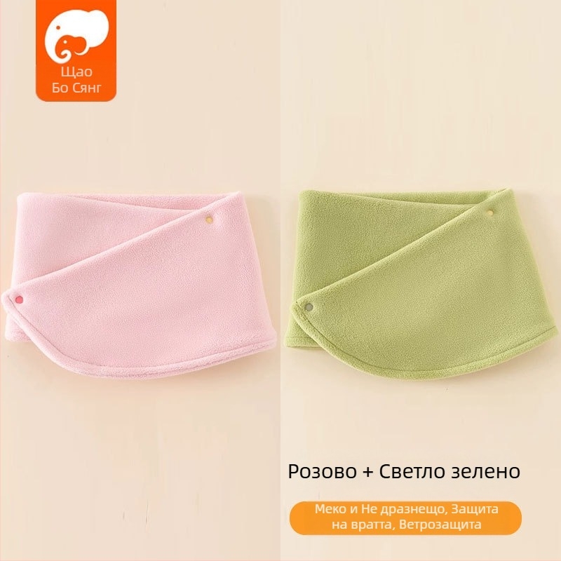 Детски шал от поларен флийс, стил японско и корейско сладко, едноцветен, топъл за есен и зима